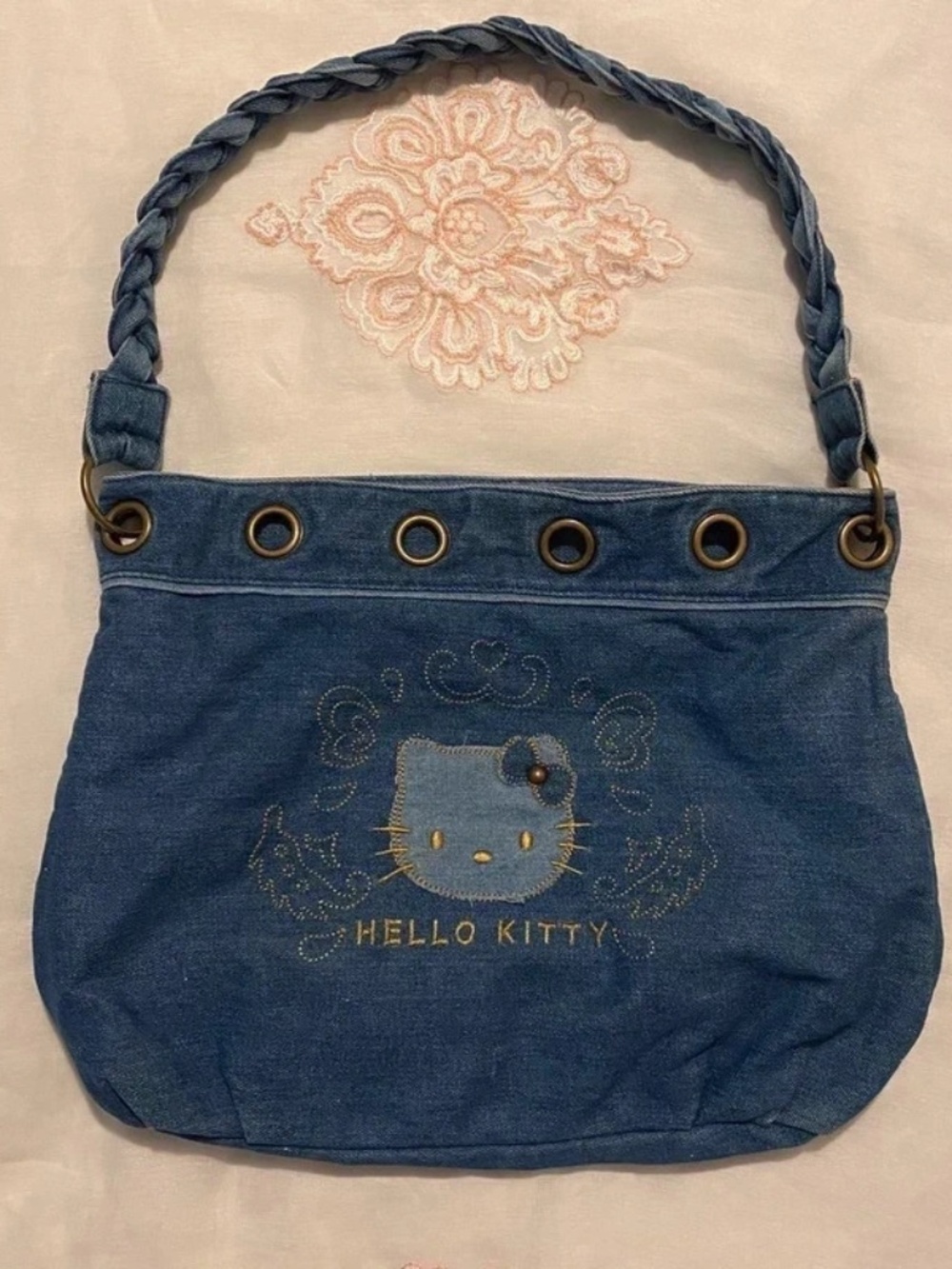 Vintage Sanrio Hello kitty denim tote bag year 2008